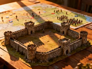 Ekwipunek postaci fantasy: miecz, pas z sakiewkami i magiczny amulet przygotowane do walki PvP.