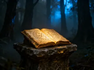 Świecąca cyfrowa ikona kompasu nad strumieniem światła, symbolizująca algorytmiczne odkrywanie treści w sieci.