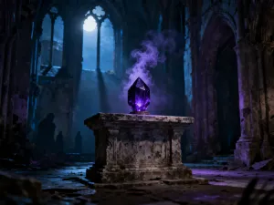 Mroczny obóz na bagnie w grze Gothic Remake, z drewnianymi pomostami i chatami skrytymi w gęstej, magicznej mgle.