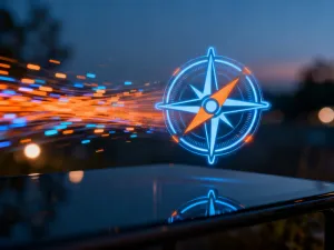 Starożytna, kamienna skrzynia ukryta w zarośniętych ruinach, z której wydobywa się magiczny, złoty blask.